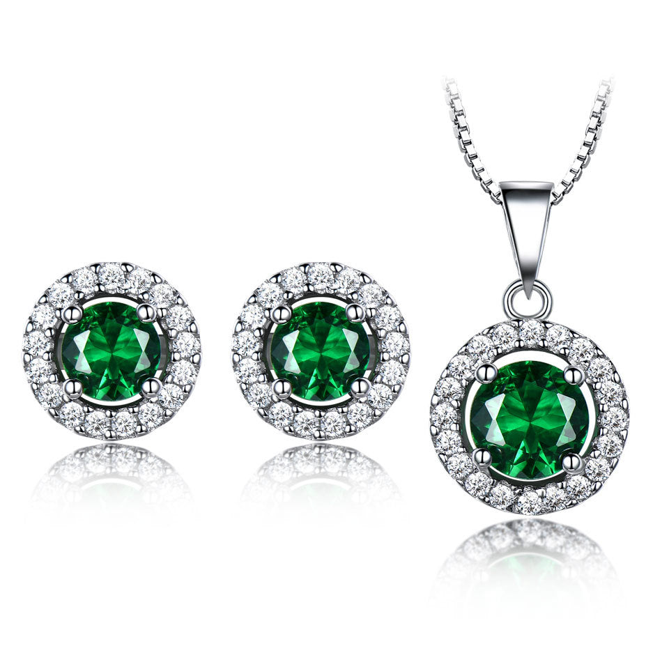 Smaragd-Ohrhänger aus 925er Sterlingsilber, zweiteiliges Set