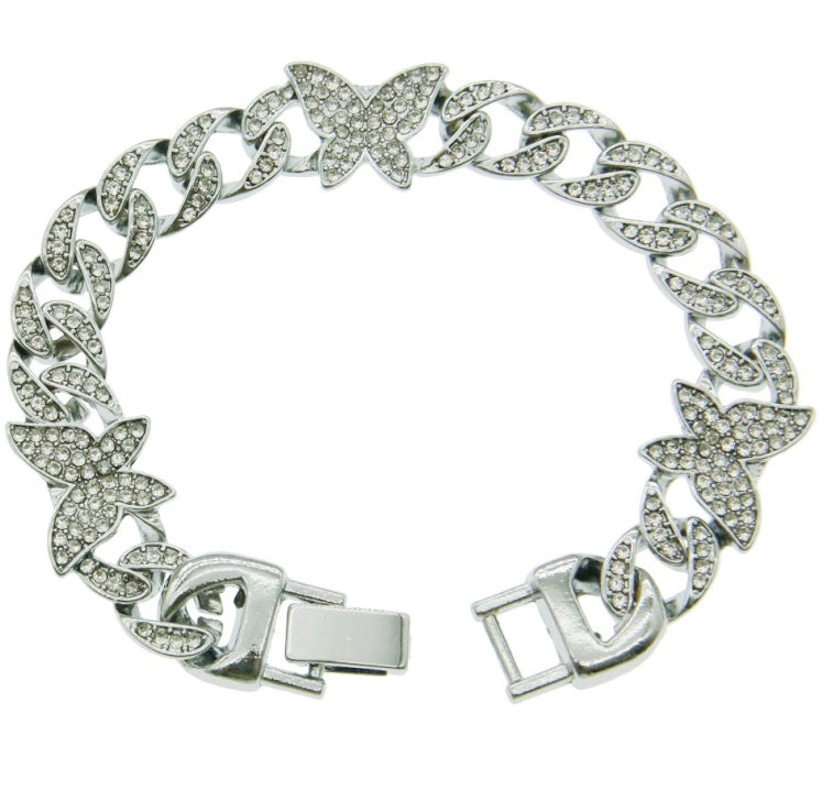 Collar de cadena de clavícula cubana con mariposa  Moda