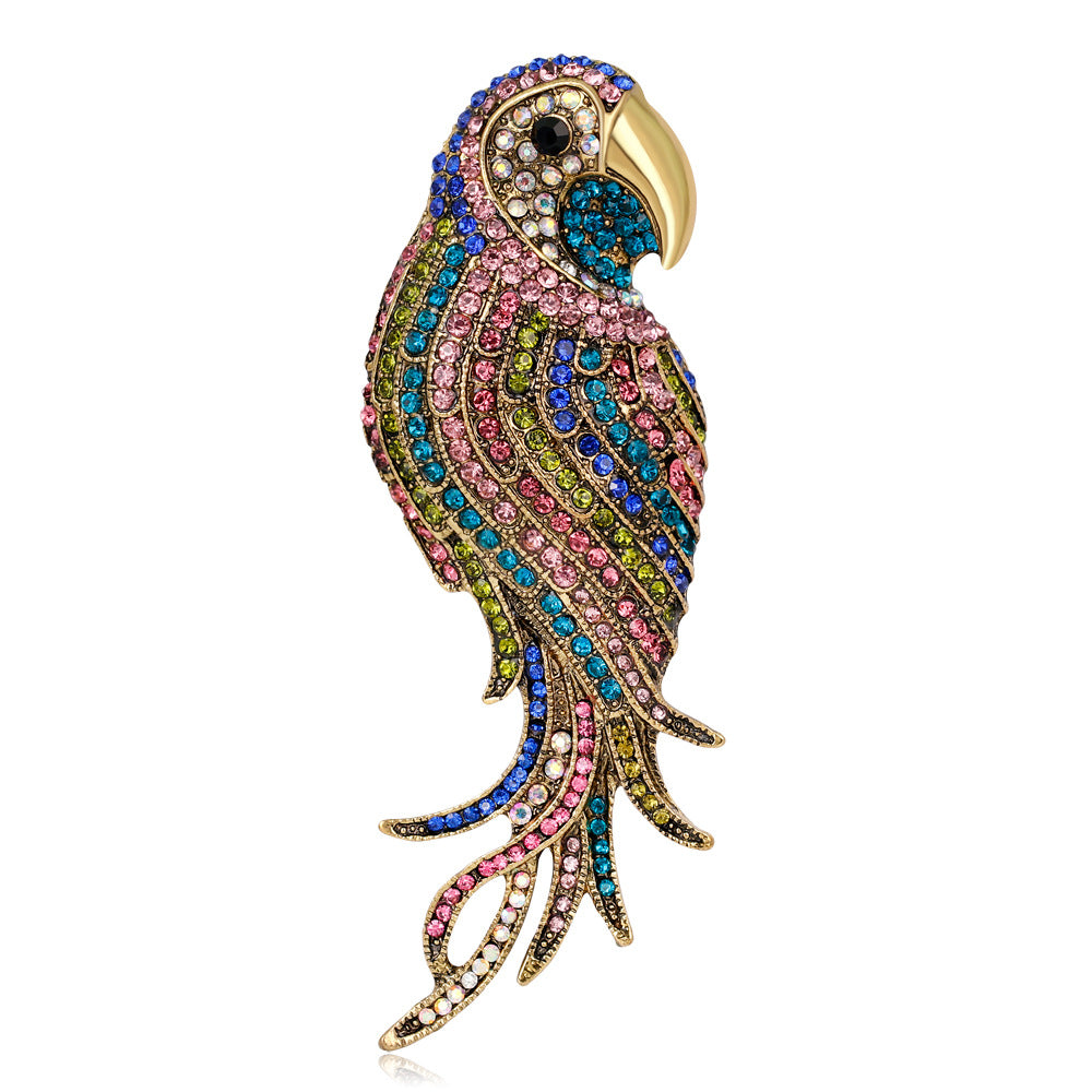 Broche de loro con diamantes de colores y personalidad a la moda
