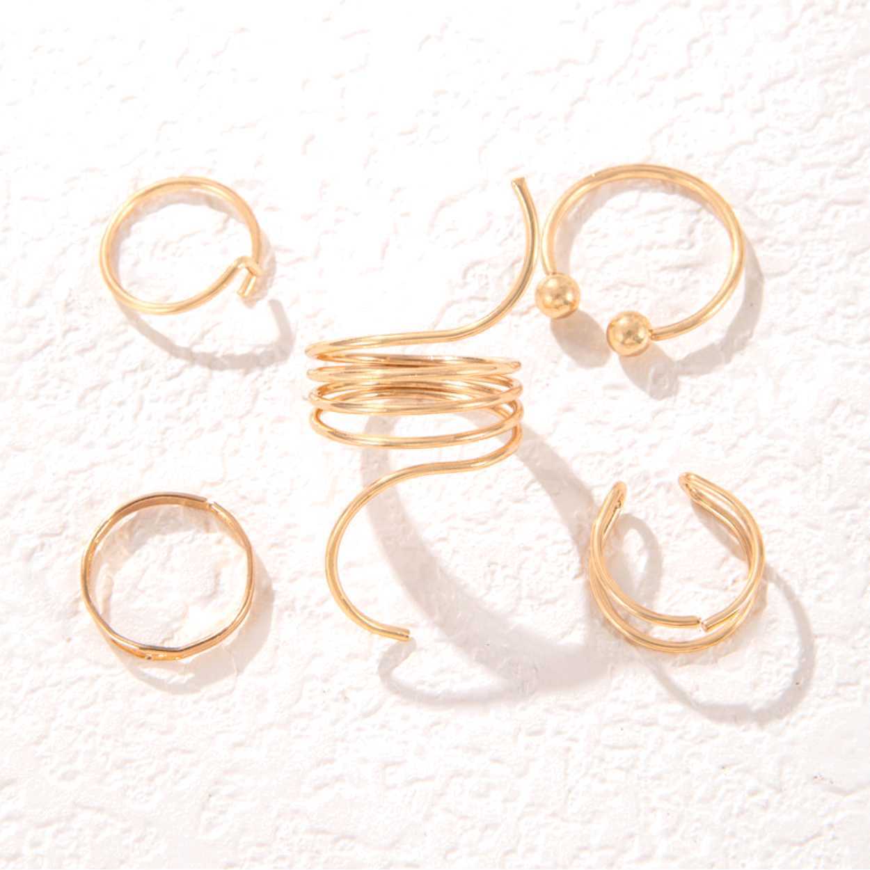 Anillo abierto de onda estilo retro simple, moderno, estilo INS europeo y americano