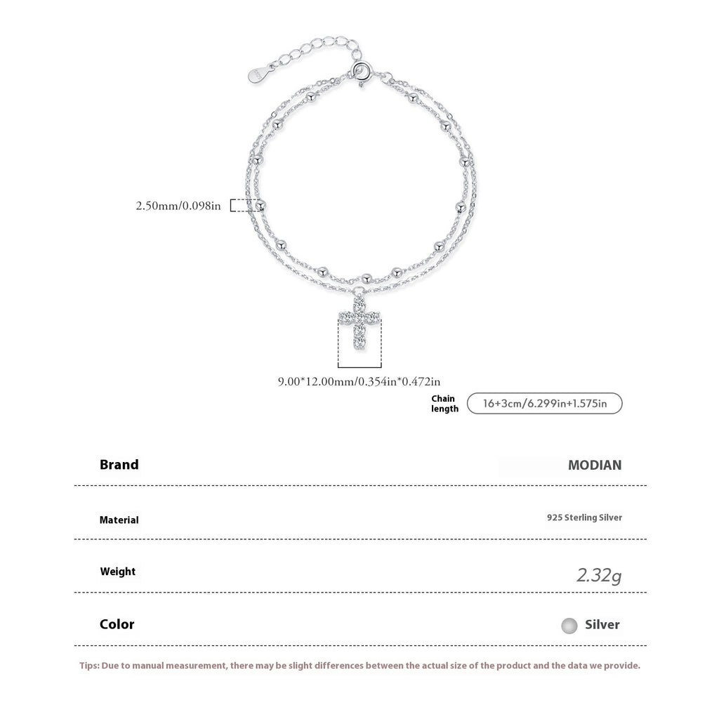 Damen-Doppelschicht-Kreuz-Kopfloses Armband