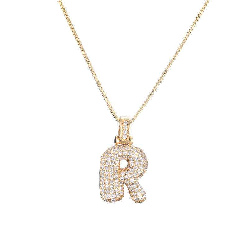 Schlüsselbeinkette Kupfer Mikro-intarsierte Zirkon 26 Buchstaben-Anhänger-Halskette für Frauen Geburtstag Schmuck Geschenke