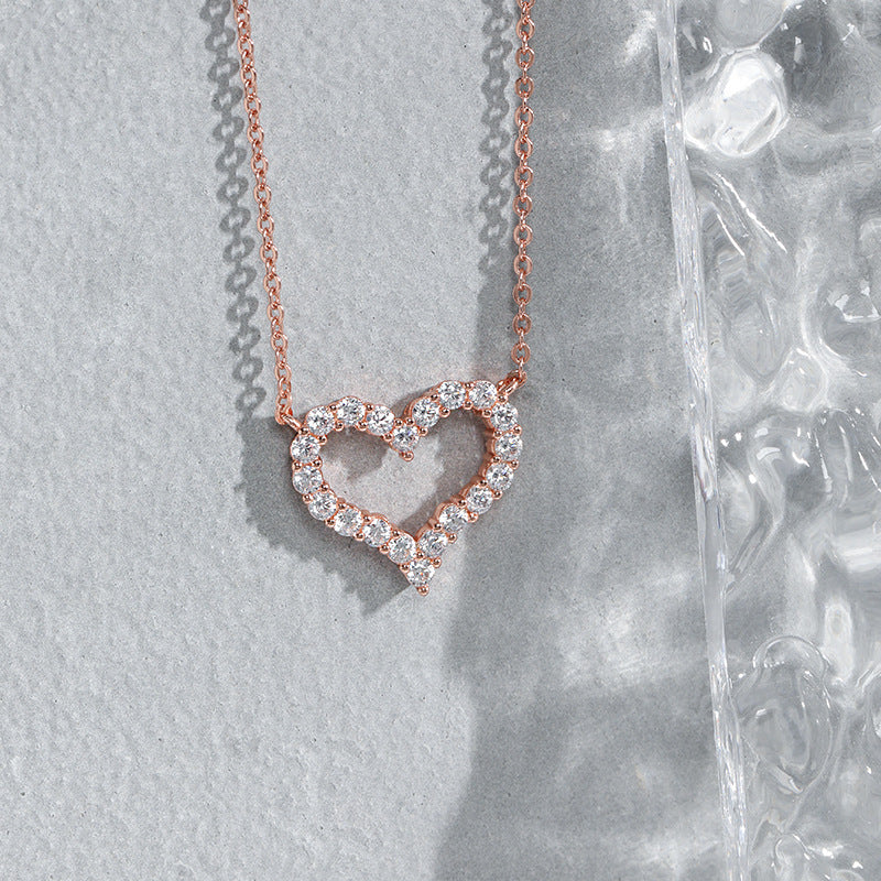 Collar con corazón de melocotón japonés a juego, oro rosa, estilo sencillo, moda exquisita, para mujer
