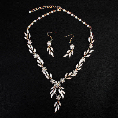 Ohrringe Halskette Brautschmuck dreiteilig Legierung Beschichtung europäisch-amerikanisches Brautset Schmuckset