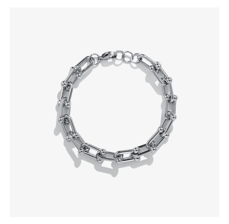 Minimalistischer Herrenarmband mit Hufeisenkette