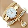 Reloj de pulsera informal de cuarzo de cuero sintético con diamantes de imitación de oro para mujer de la marca de lujo Gnova Platinum Fashion