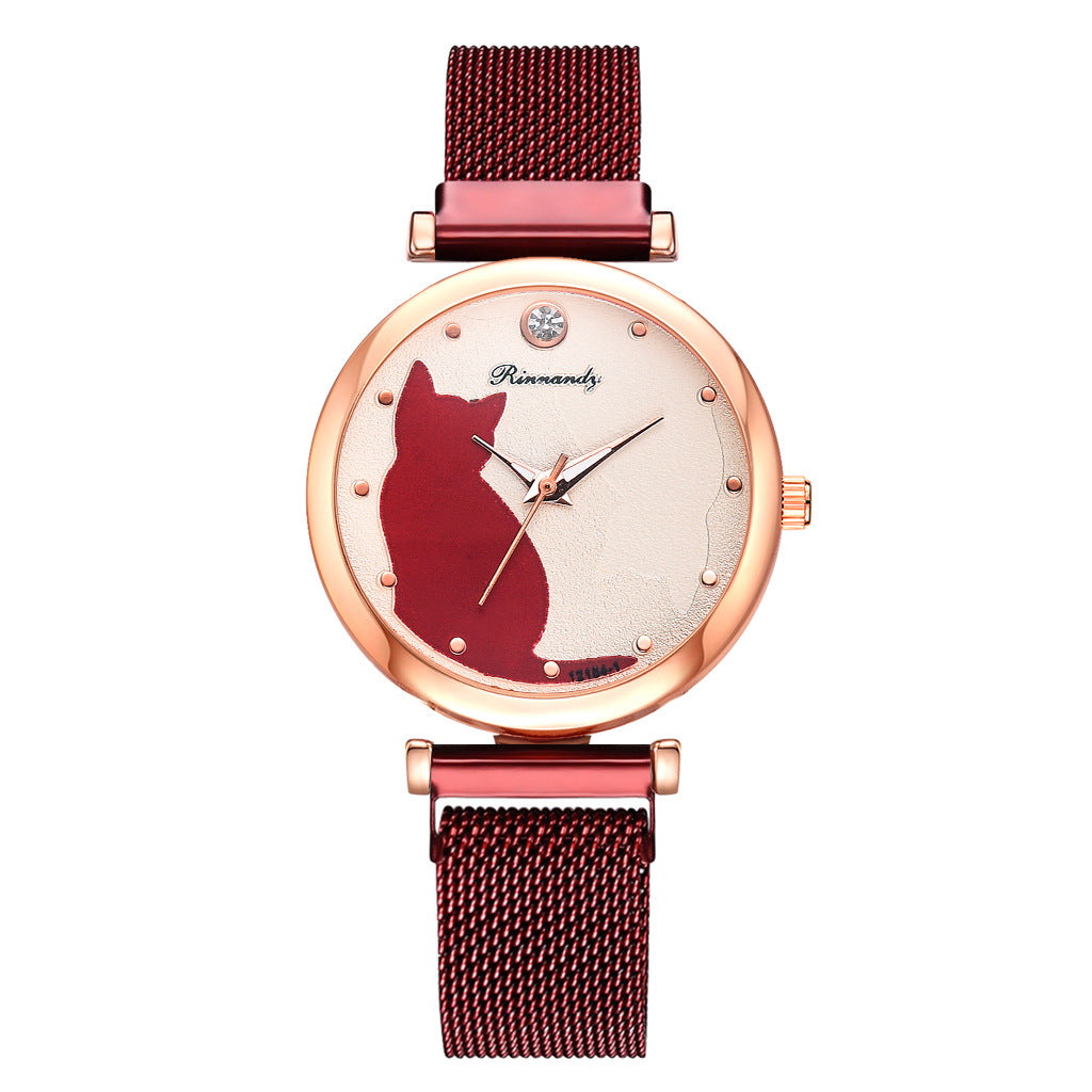 Conjunto de pulsera de reloj de gato para mujer