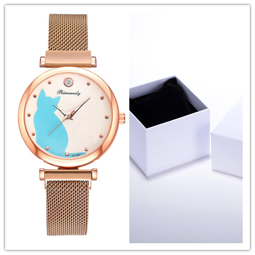 Conjunto de pulsera de reloj de gato para mujer