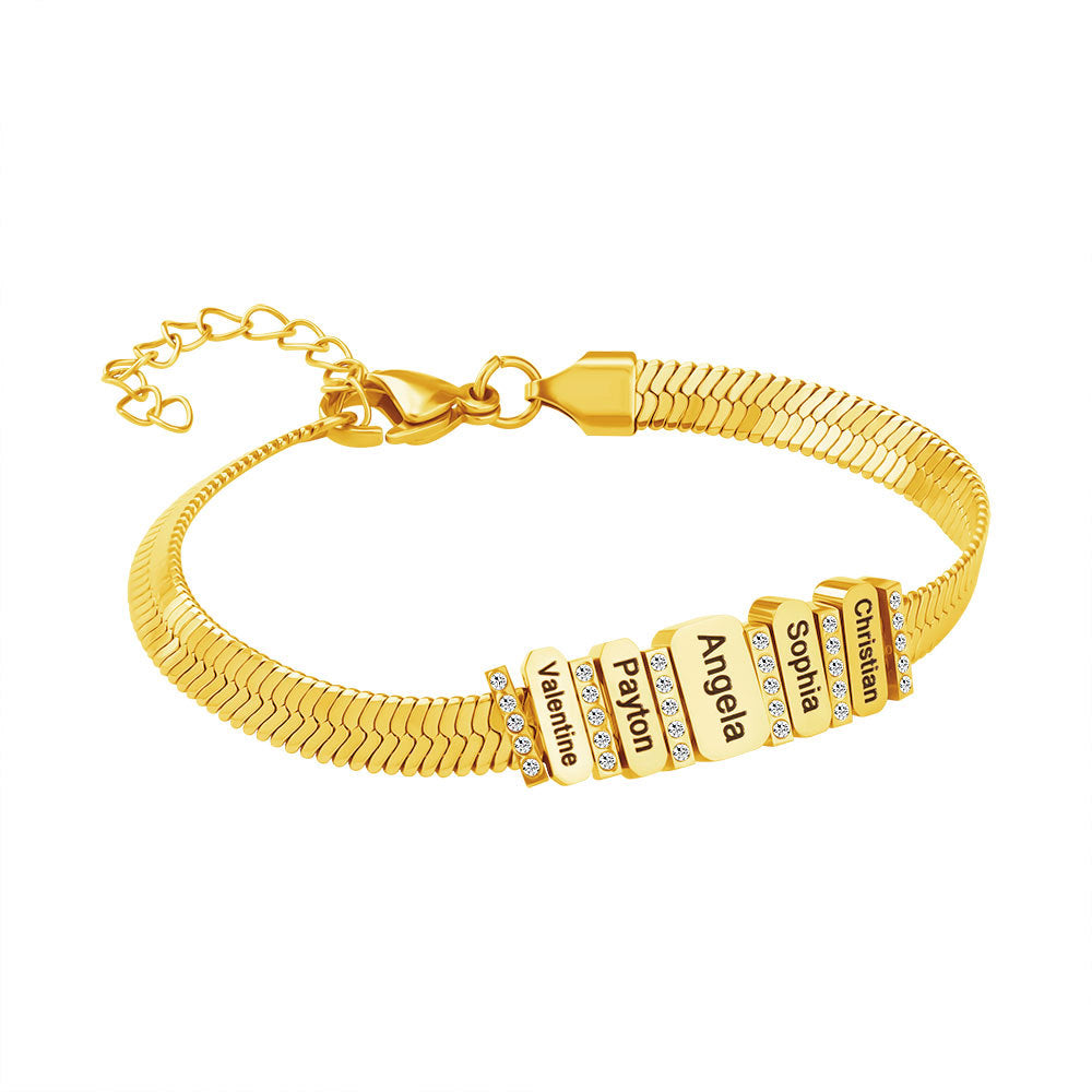 Pulsera con nombres personalizados Pulsera de acero inoxidable Pulsera personalizada Regalo de joyas para madre padre novia novio