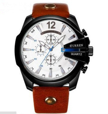 Modische Herrenuhr mit großem Zifferblatt und drei Hilfszifferblättern