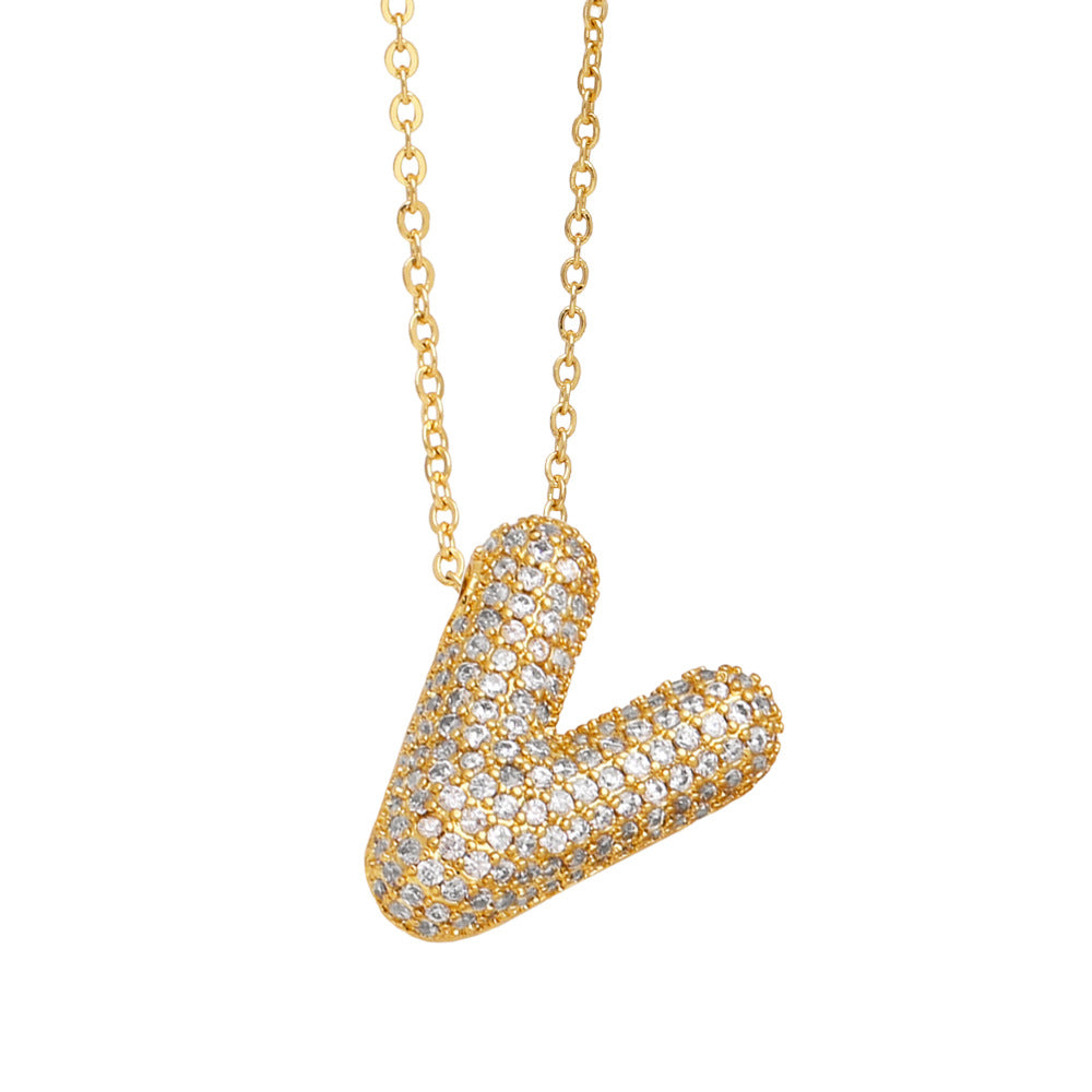 Collar con 26 letras inglesas para mujer con circonitas incrustadas