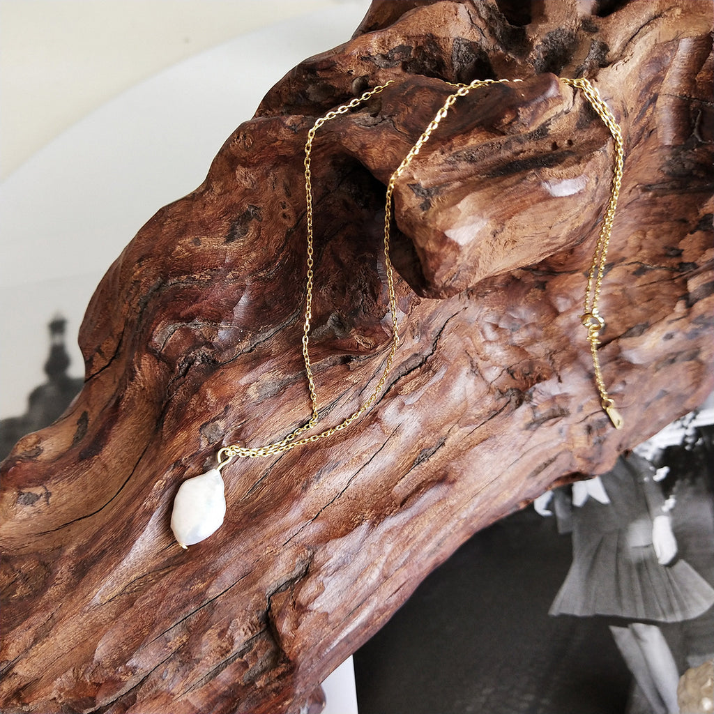 925 Sterlingsilber Design Barock Perlen Anhänger Goldene Halskette