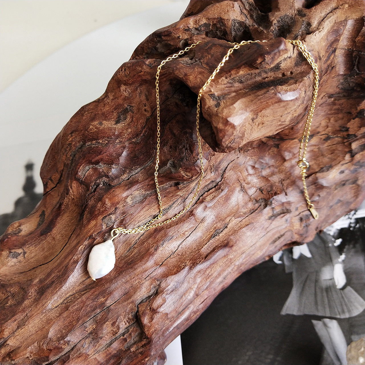 925 Sterlingsilber Design Barock Perlen Anhänger Goldene Halskette