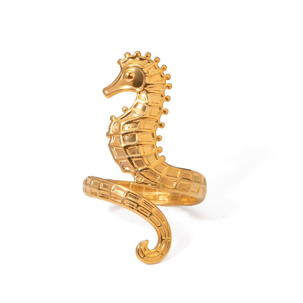 Ozean 18K Gold Edelstahl Seepferdchen Öffnungsring