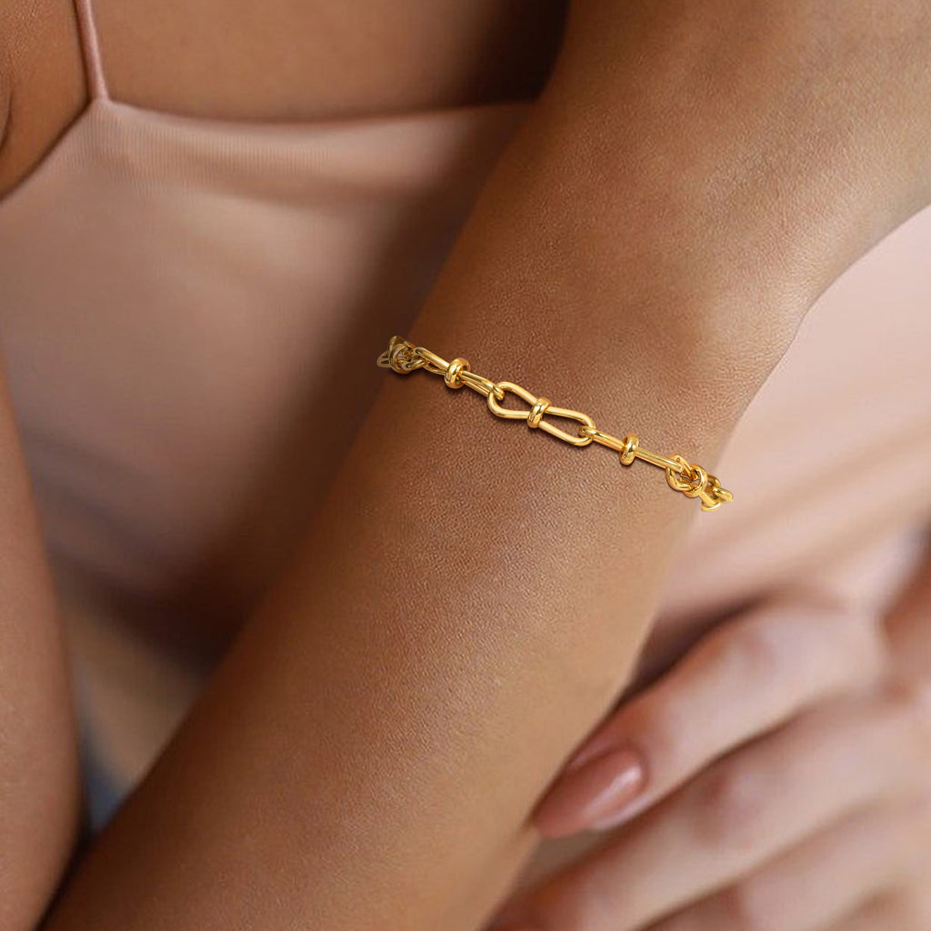 Pulsera de mujer sencilla de acero de titanio con cadena de lazo