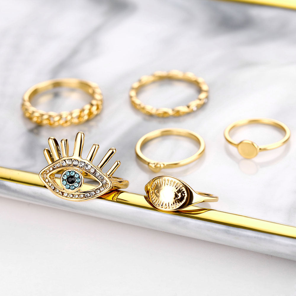 RingeEuropäischer und amerikanischer Retro-Ring "New Eye Love", 6-teiliges Set