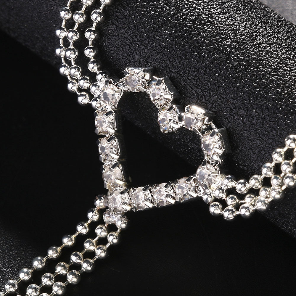 Accesorios de cadenas corporales de pedrería europea y americana con forma de corazón