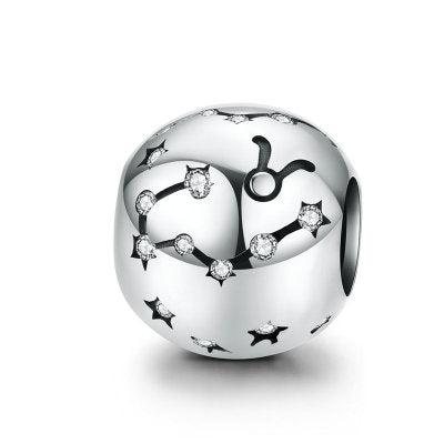 Cuentas de plata de ley 925 vintage del signo zodiacal Acuario para pulseras