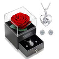 Herzförmiges Halsketten-Ohrring-Kombinations-Set aus Sterlingsilber