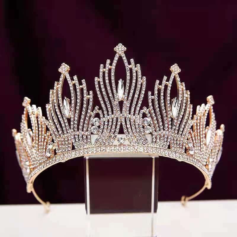 Glänzende Brauttiara Kronen Kristall Hochzeit Haarschmuck