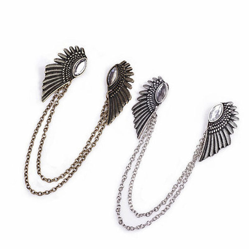 Damen Punk Flügel Juwel Vintage Kragenclip