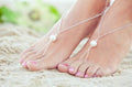 Bonita y elegante tobillera con perlas de imitación grandes, diseño simple, cadena de cheville, accesorios de tobillera de playa