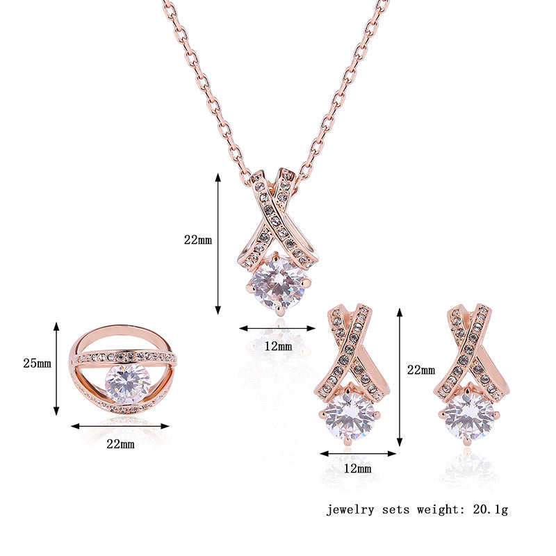 Joyería Creativa Personalidad Moda Simple Diamantes 3 Piezas