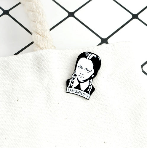 Wednesday Addams  AM SMILING  R Brooch