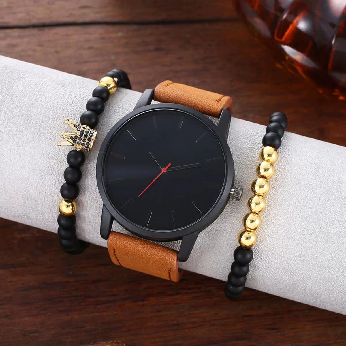 Große Zifferblatt Herren Casual Simple Waage Mattiertes Armband Quarzuhr Krone Armband