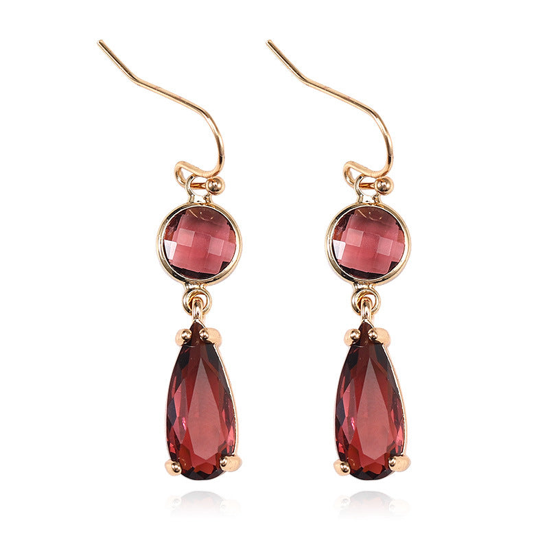 Pendientes de cobre con cristal K9 multicolor de diseño geométrico