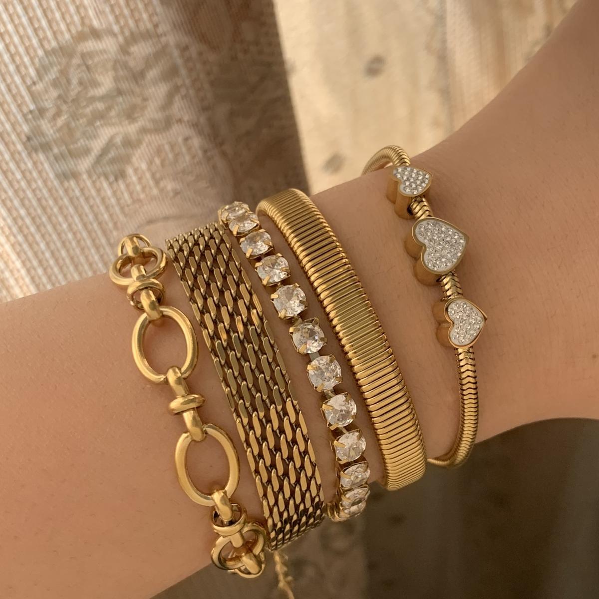 Juego de cinco pulseras retro de plata con cristales en forma de corazón para mujer, joyería de moda con geometría y símbolo infinito ajustable