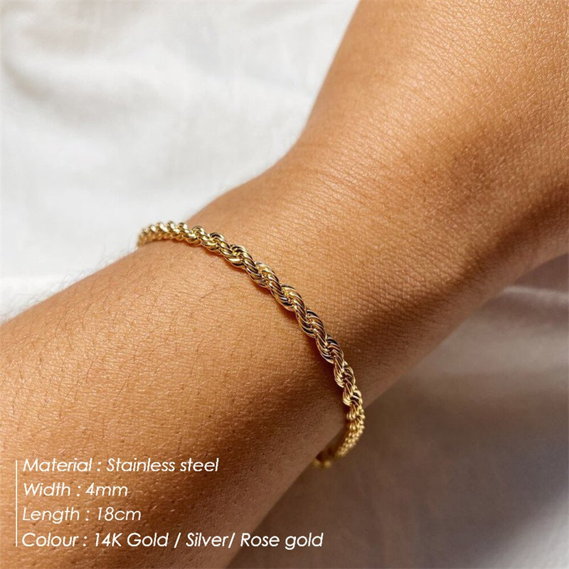 Stainless Steel Cuban Link Chain Twin Bracelet Suit