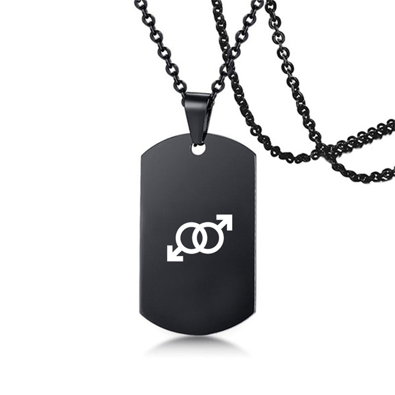 Edelstahl LGBT ID Halskette Schmuck Gravieren Gay Lesbian Transgender Symbol Hundemarken Halsketten für Männer Frauen