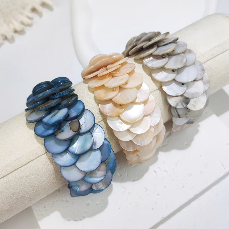Handgewebtes rundes Muschelschuppen-Armband