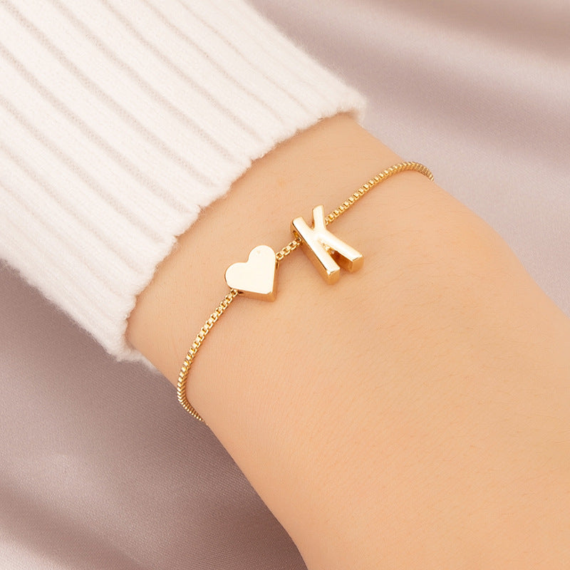 Bracelet Heart-shaped English Letters