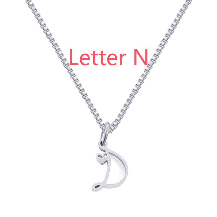 26 Love Letters Titanium Steel Pendants Necklace