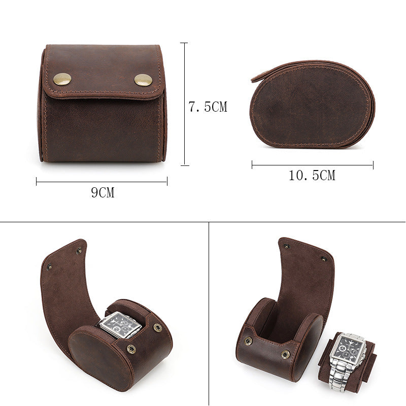 Caja de cuero individual para relojes, estuche portátil para guardar relojes
