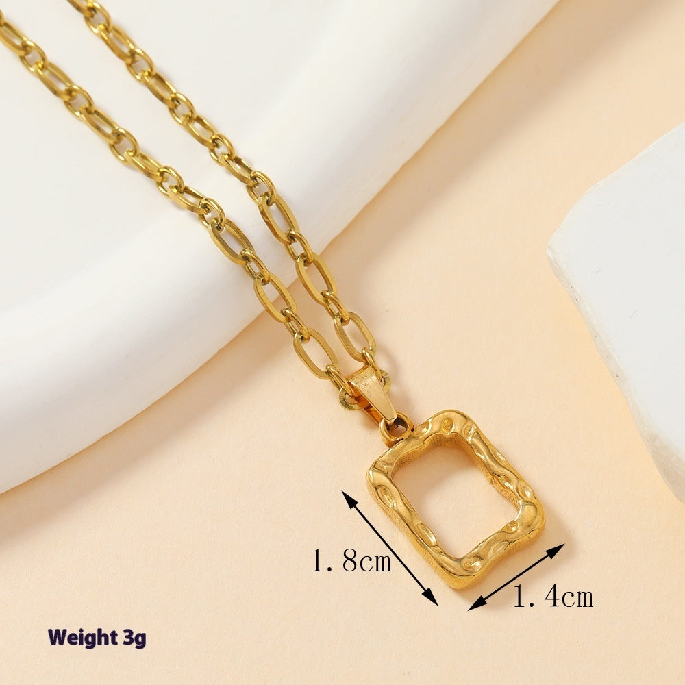Einzelanhänger Mode Persönlichkeit Edelstahlguss Ornament Weizenanhänger Geometrische Hohlquadrat Halskette DIY Zubehör