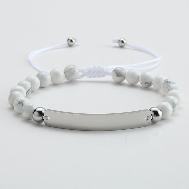 Pulseras de barra grabadas ajustables con cuentas personalizadas