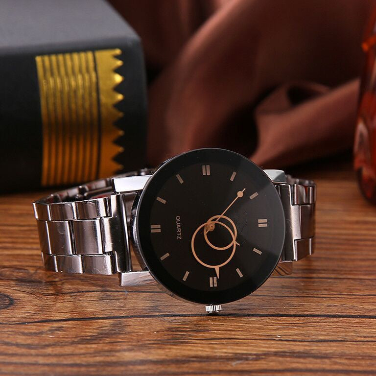 Reloj de correa de acero negro