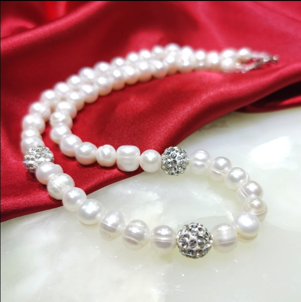 8-9mm Perlenkette Armband Set