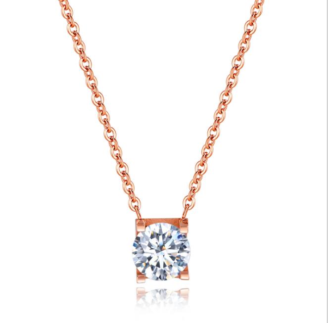 Damen Halsketten mit Gliederkette Trendy runde weiße große Zirkonia-Anhänger Halskette für Damen Mädchen Geschenk Schmuck