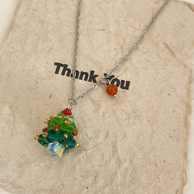 Collar colgante de árbol de Navidad para mujer