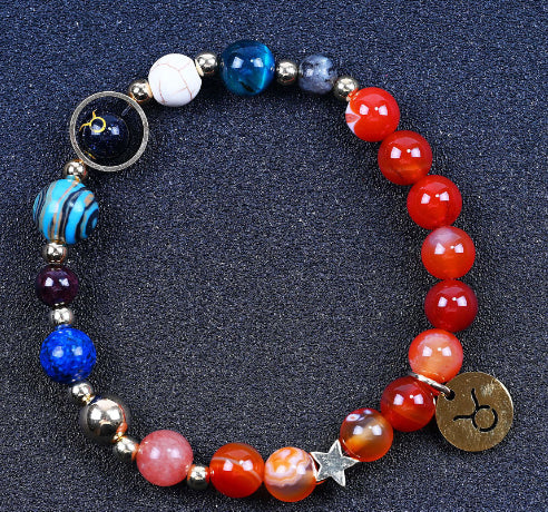 Twelve Constellation Blue San Constellation Bracelet 8mm Agate