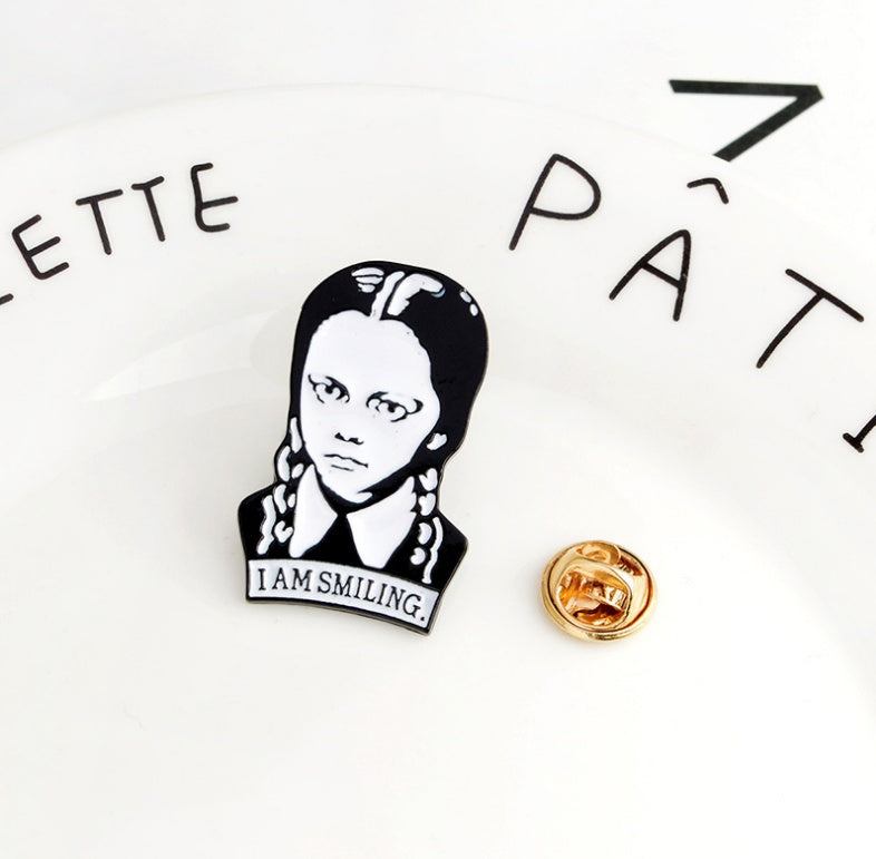 Wednesday Addams  AM SMILING  R Brooch