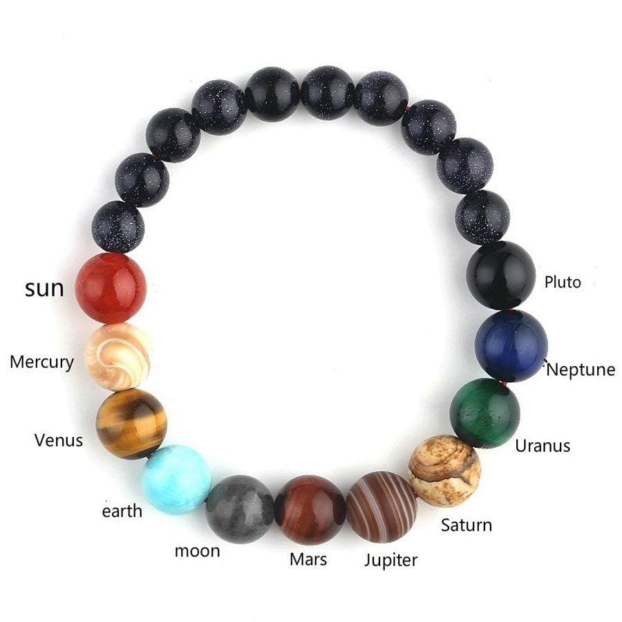 Nueva pulsera de cuentas de ocho planetas de moda para hombres, pulsera cósmica de yoga Chakra Solar de piedra natural, pulsera de joyería hecha a mano de piedras naturales bohemias