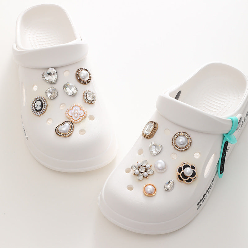 Jeans Knopfleiste Schuhe DIY Accessoires Helle Kristall Klassische Stil Ornament Accessoires Oberer Perlenblume