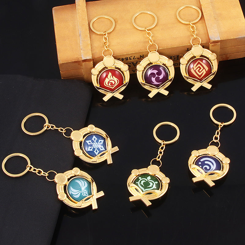 Llavero luminoso de cristal de doble cara de Genshin Impact