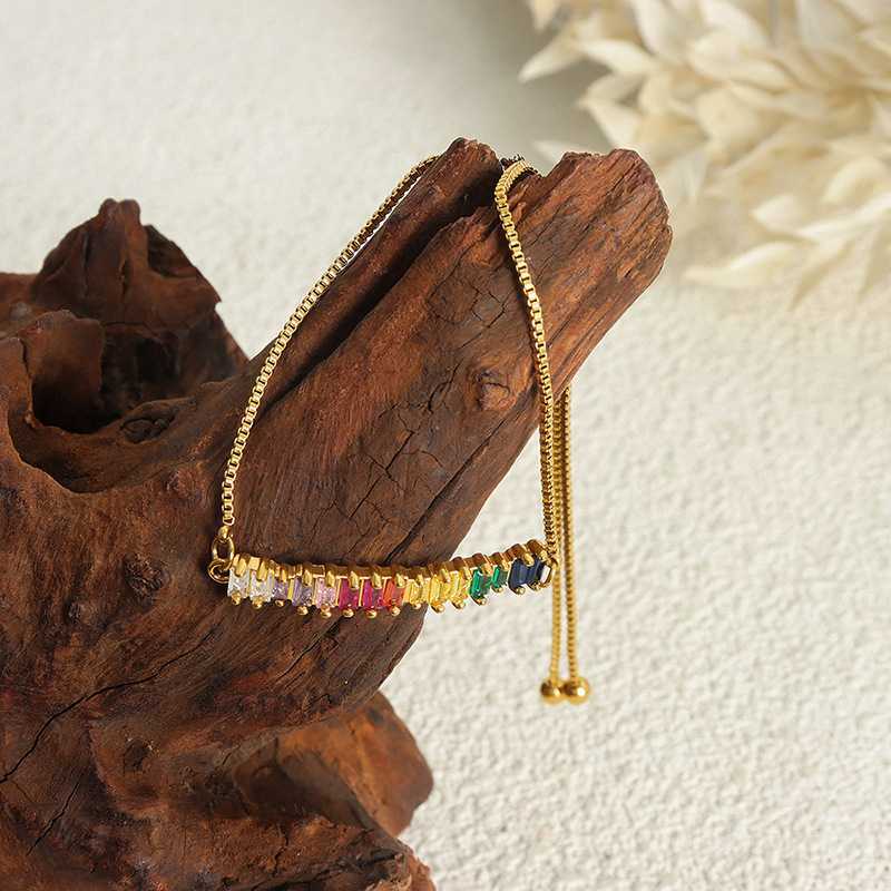 Einlege-Rechteck-Armband mit Zirkonia, verstellbar