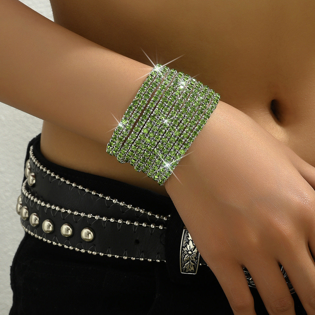 Women's Diamond Elastic Bracelet Wrist Ring Gems